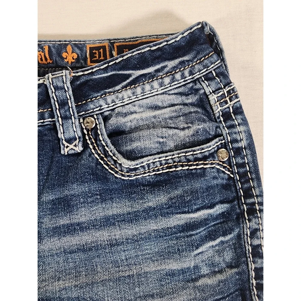 Rock Revival Ferry Easy Boot Jeans Womens 31 Blue Thick Stitch Y2K Western Denim - Picture 4 of 13